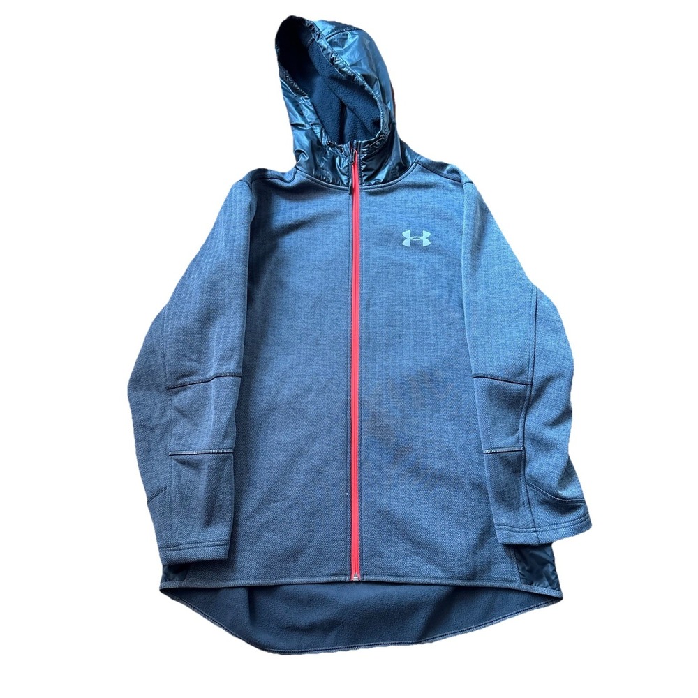 Under Armour Jacket Mens XL Black Hooded Zip HeatGear Loose